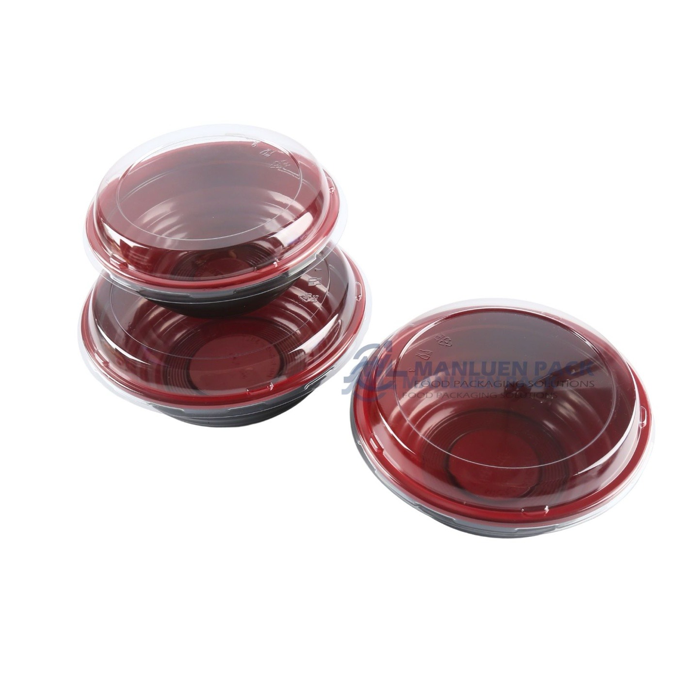 WL-550 Disposable Round Food Bowl | Manluen Pack WL-550 red disposable round food bowl assortment