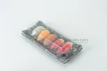 WL-B01 boat shape sushi tray shown in a covered sushi tray studio view