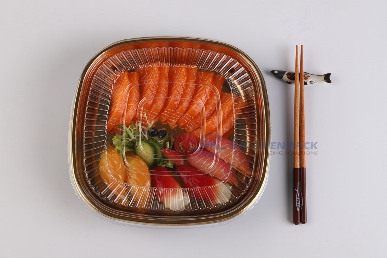 Wl C020 Square Party Tray Clear Lid Sushi Packaging