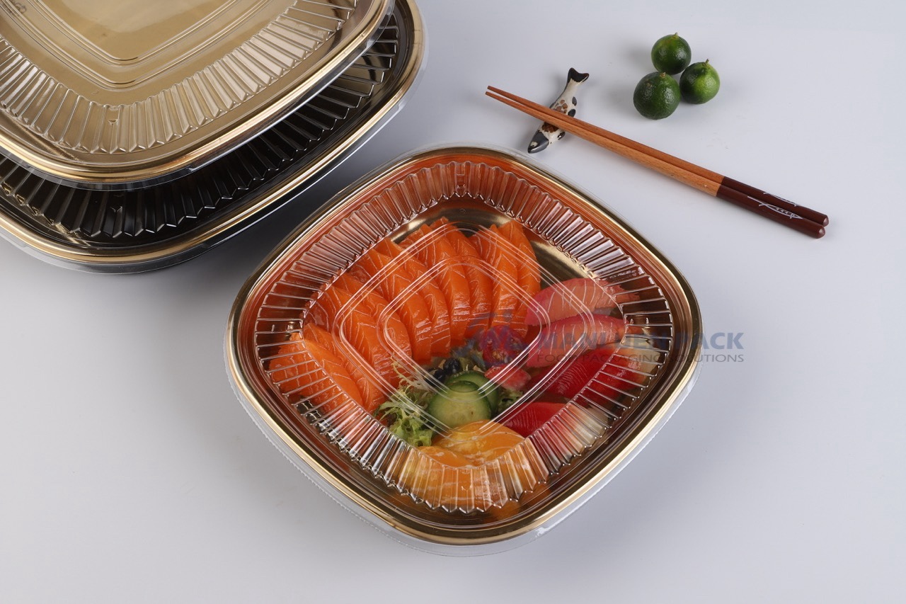 Wl C020 Square Sushi Container With Clear Lid