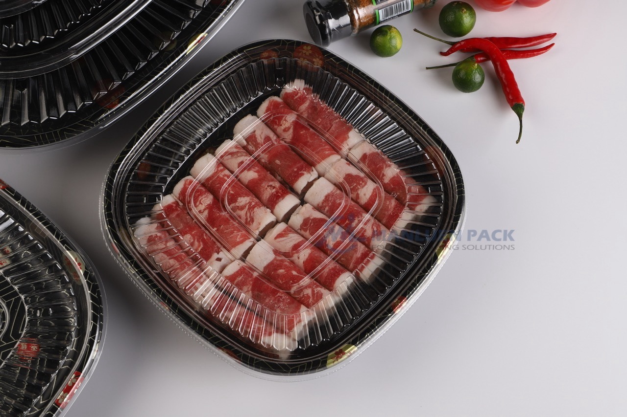 Wl C021 Square Meat Tray Clear Lid Food Display