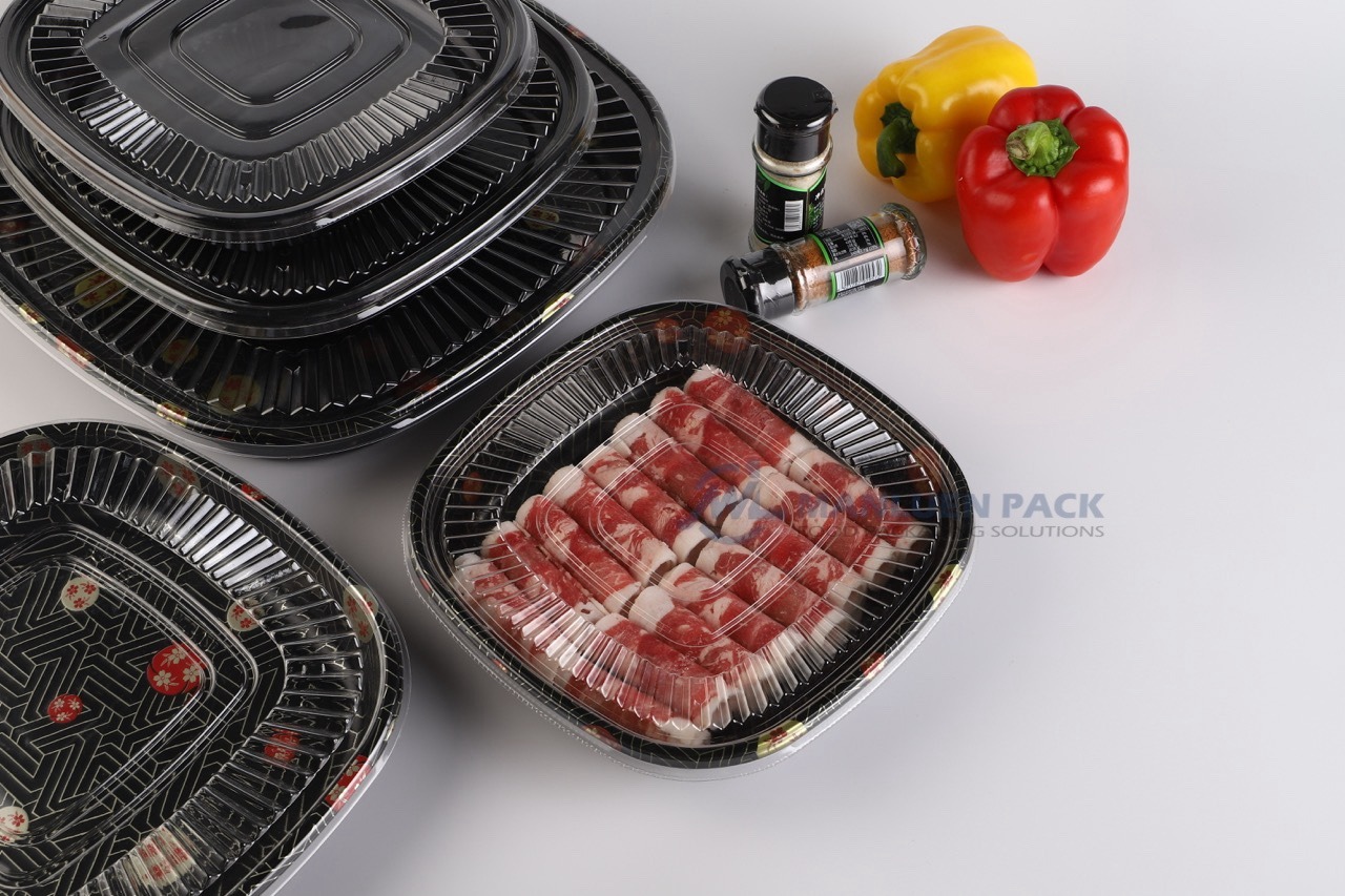 Wl C021 Square Plastic Food Tray Series With Clear Lids