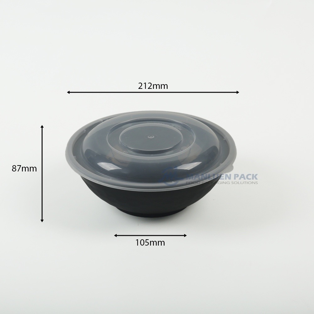 Yn 50 Black Round Takeaway Bowl Dimensions