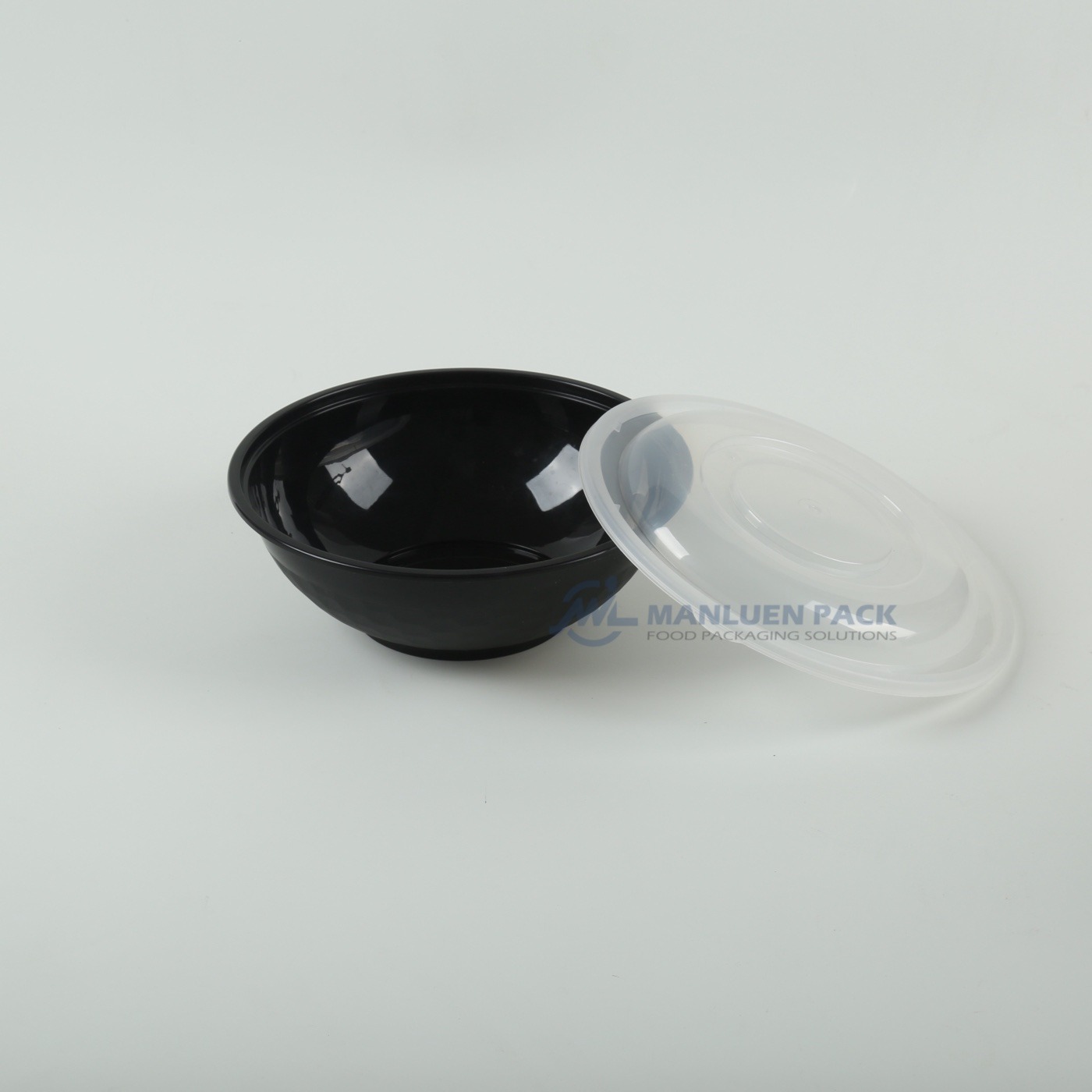 Yn 50 Black Round Takeaway Bowl Open Bowl With Lid
