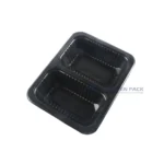 WL-2015C-5 black two-compartment plastic meal tray shown in product view