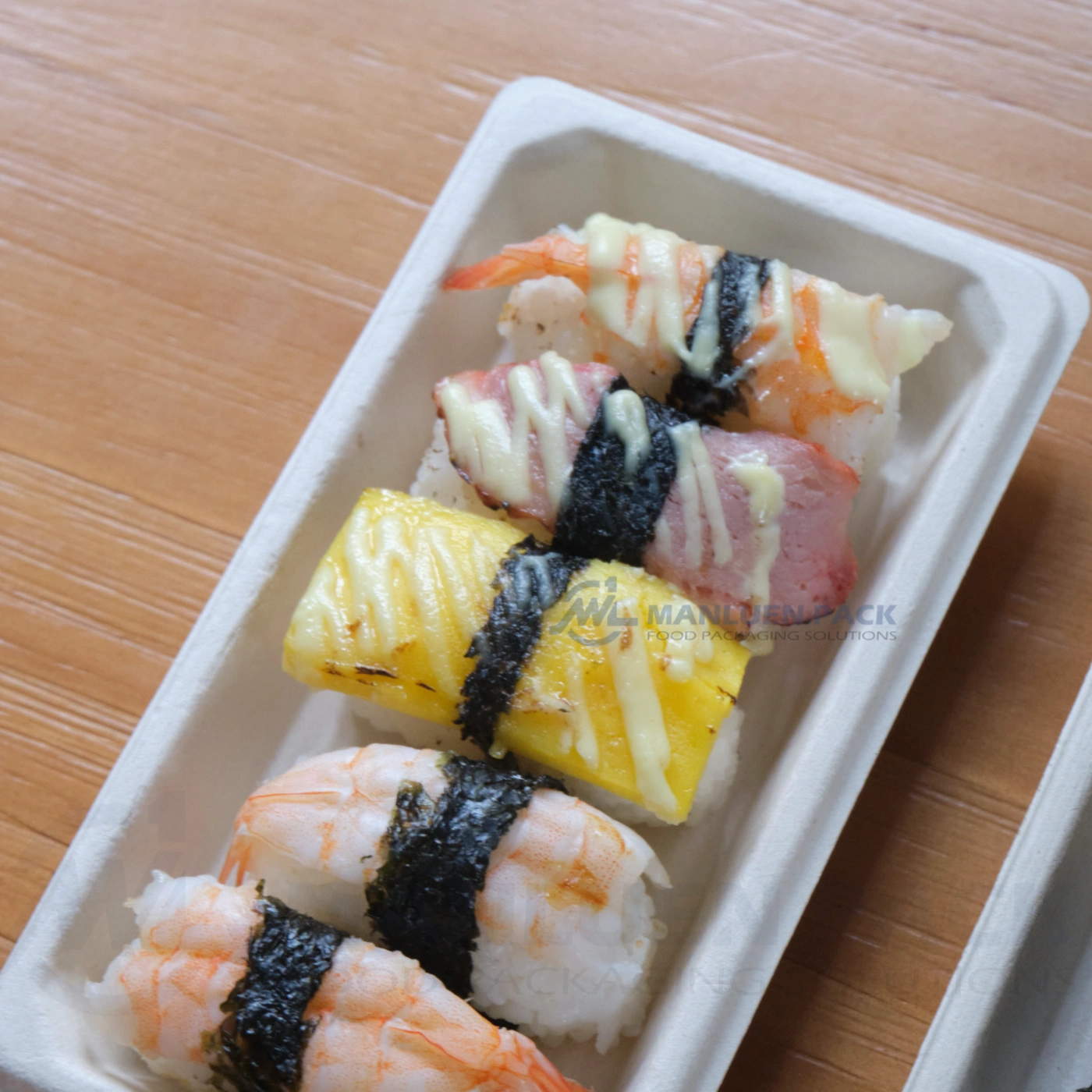 Bagasse Sushi Tray Wl 0 6 Product View Wl 0 6 Square