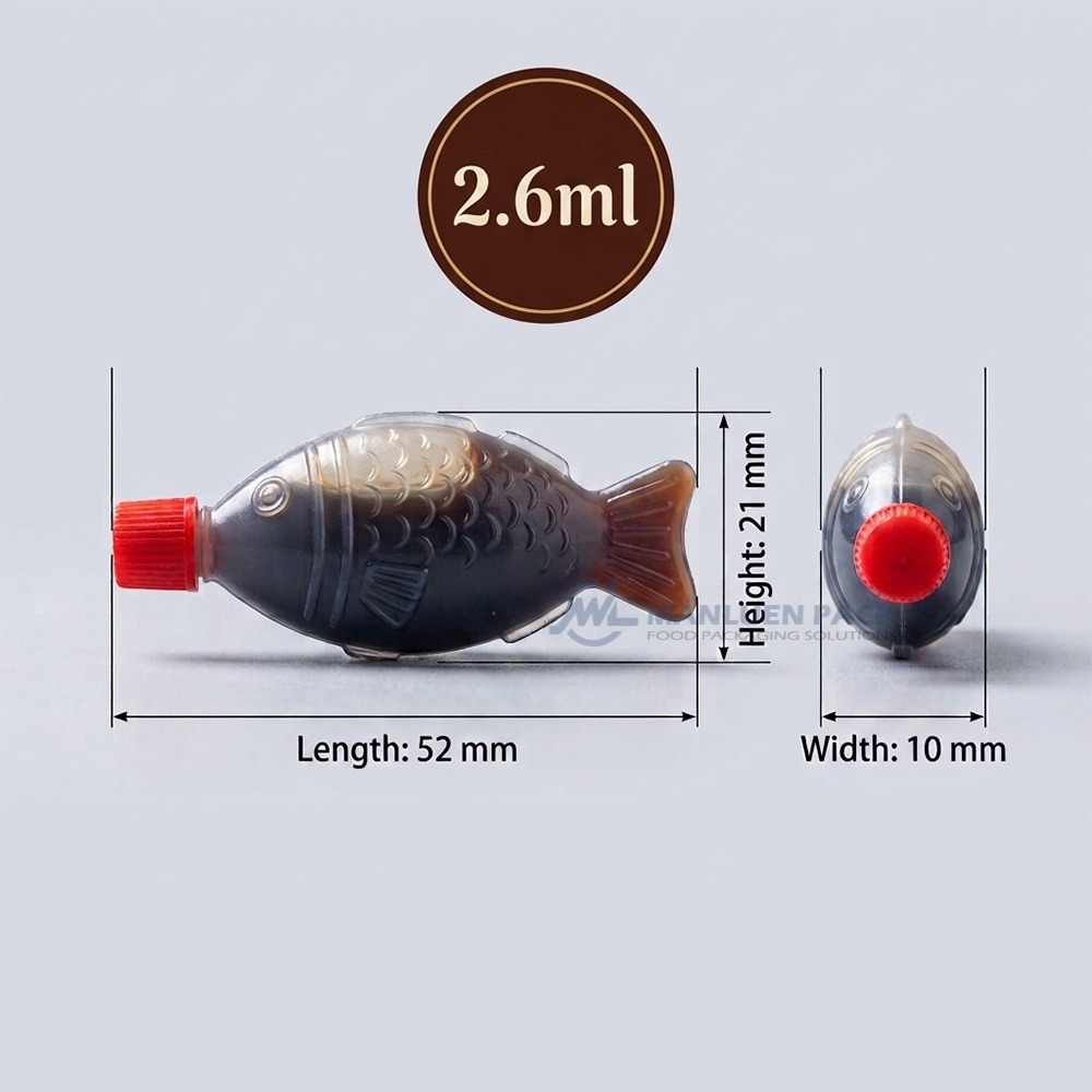 WL-2.6ml Clear Fish Shaped Soy Sauce Togo Container For Sushi with Lid 3 F2 6 Fish Shaped Sauce Bottle 2 6ml Dimensions