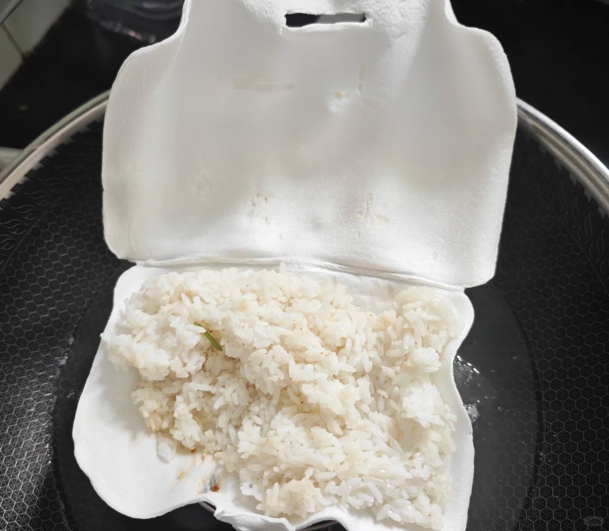 Foam Takeout Container With Rice Heating Test