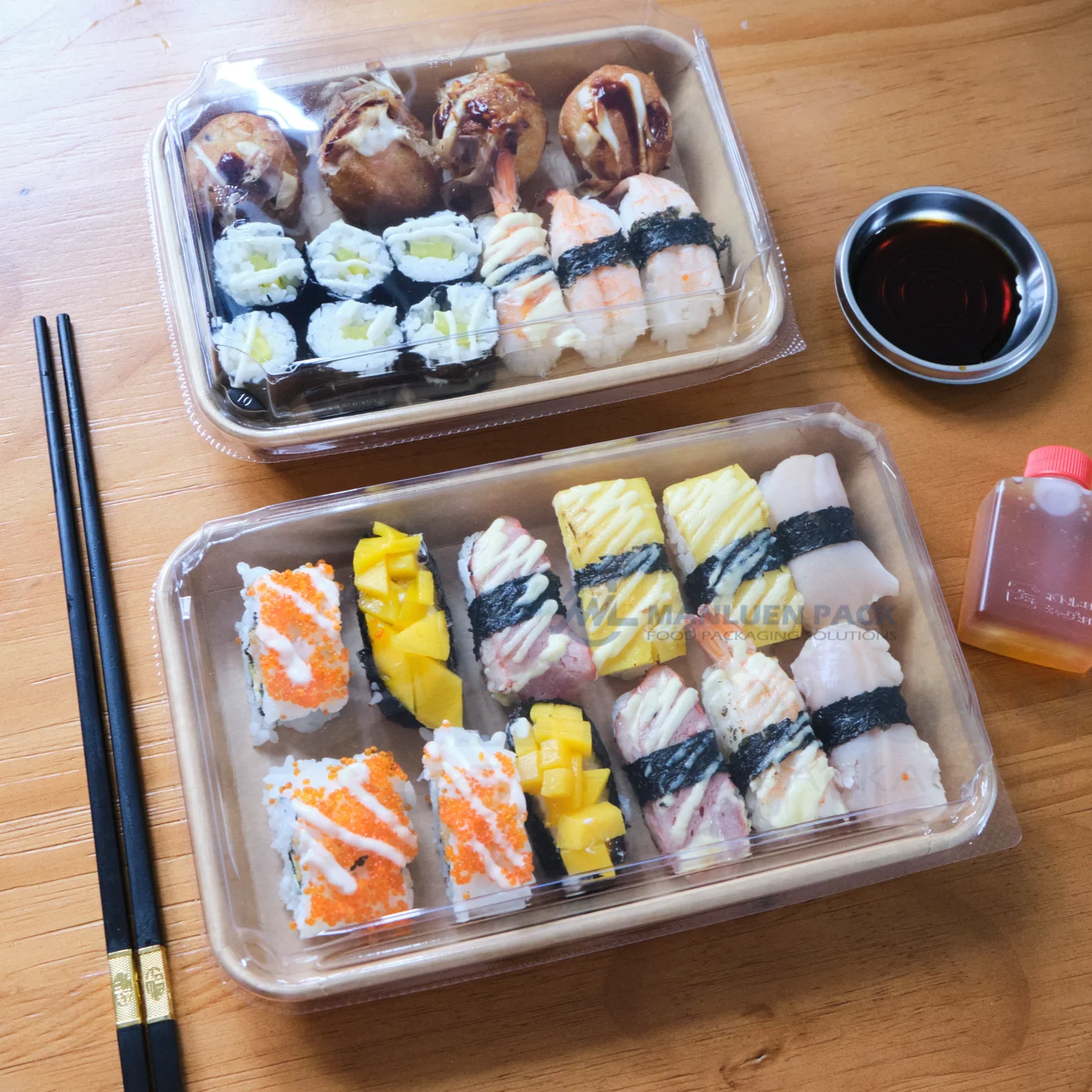 Is Cardboard Packaging Better Than Plastic? Paper vs. Plastic for Food Packaging 1 Kraft Paper Sushi Box Shared Multi Size Range 4 Square