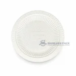 R601 White Biodegradable Round Food Tray Close Top View