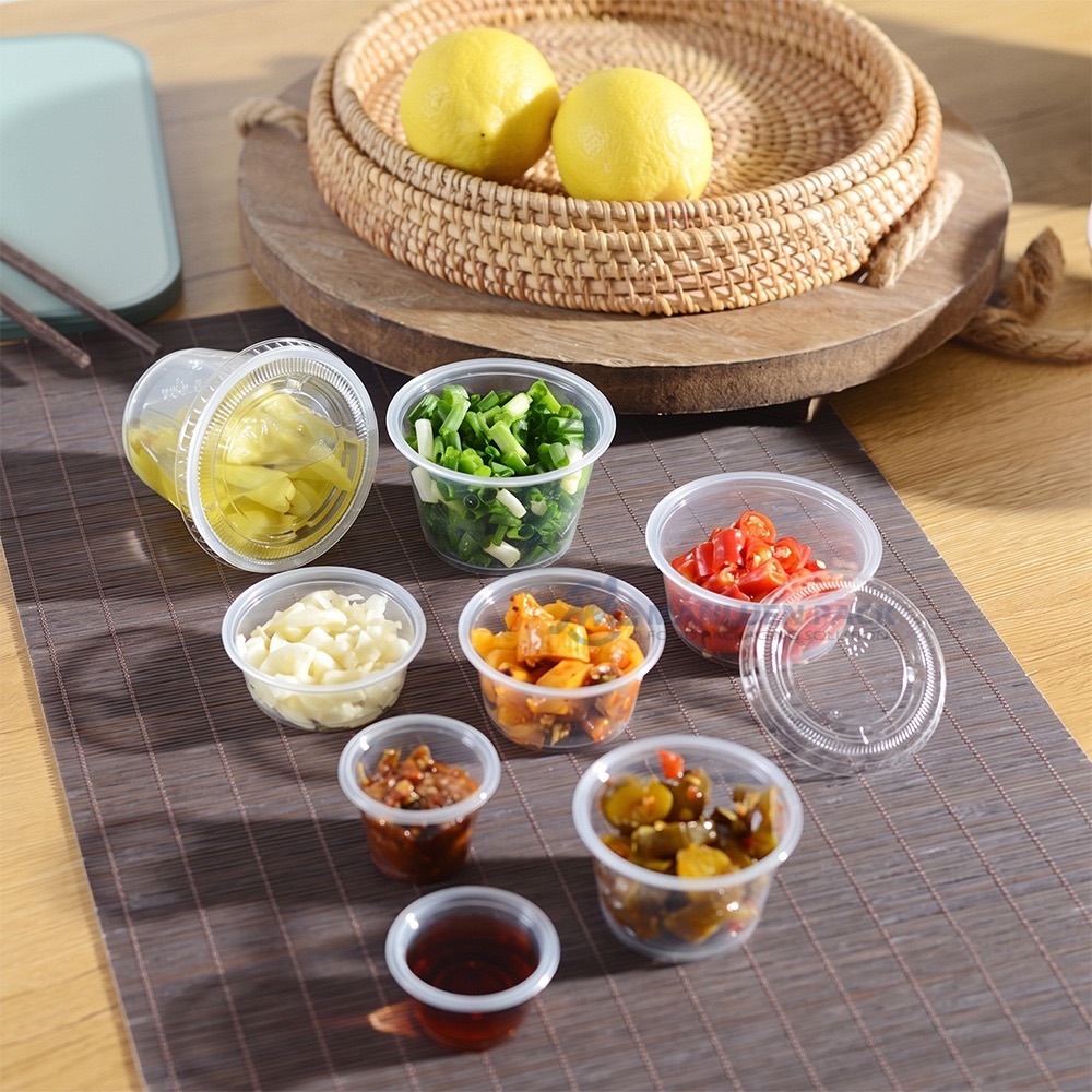 WL-4OZ 4 oz Sauce Cup | Manluen Pack WL-4OZ clear 4 oz sauce cup for dips dressings and condiments