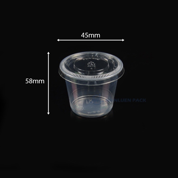 WL-5.5OZ Clear Large Disposable Plastic Condiment Cup with Lid 3 Round Sauce Cup Product View Wl 5 5oz