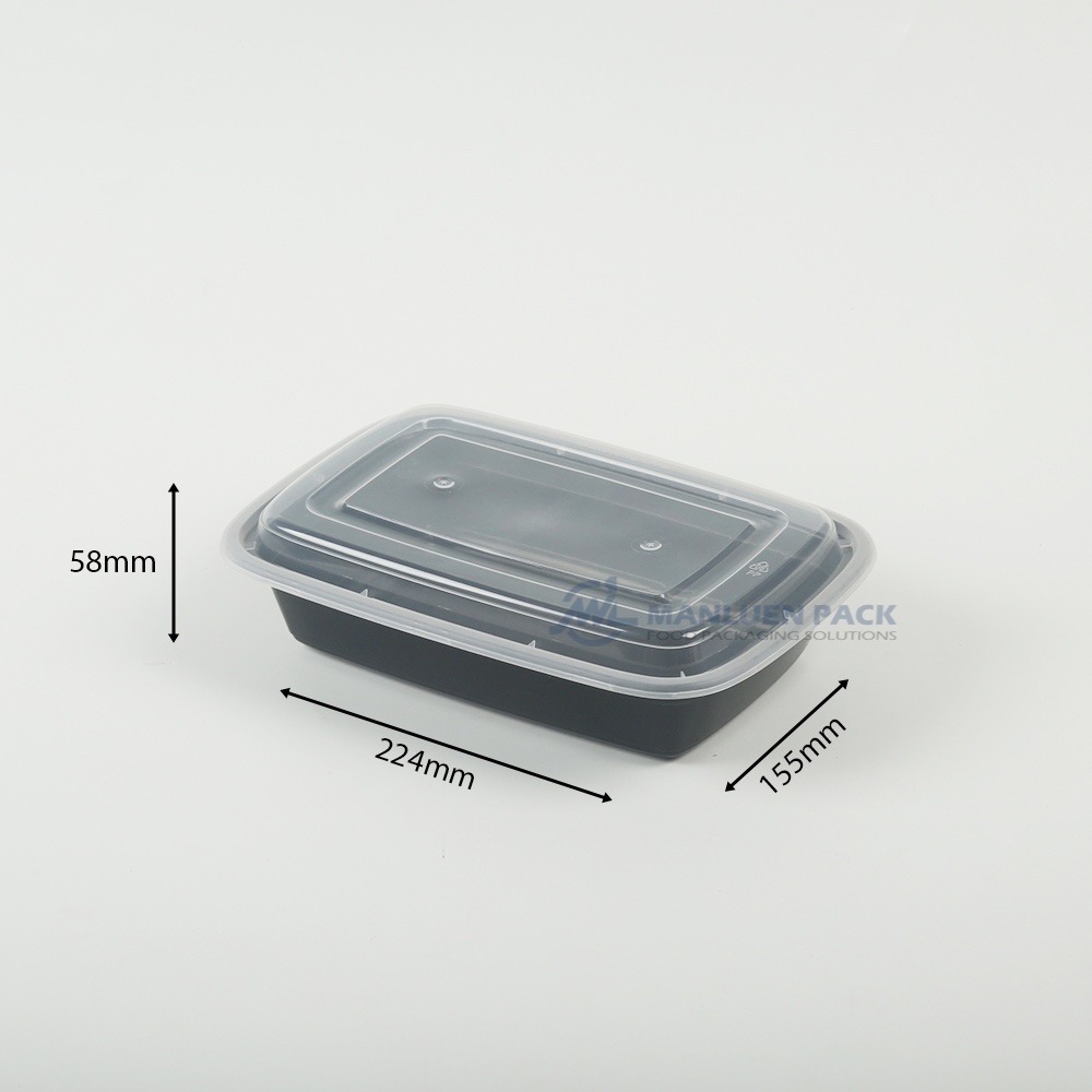 878 Airtight Stackable Black 32 oz Meal Prep takeaway Container with Lid 4 Single Compartment Meal Prep Container 878 32oz Dimensions Wl 878