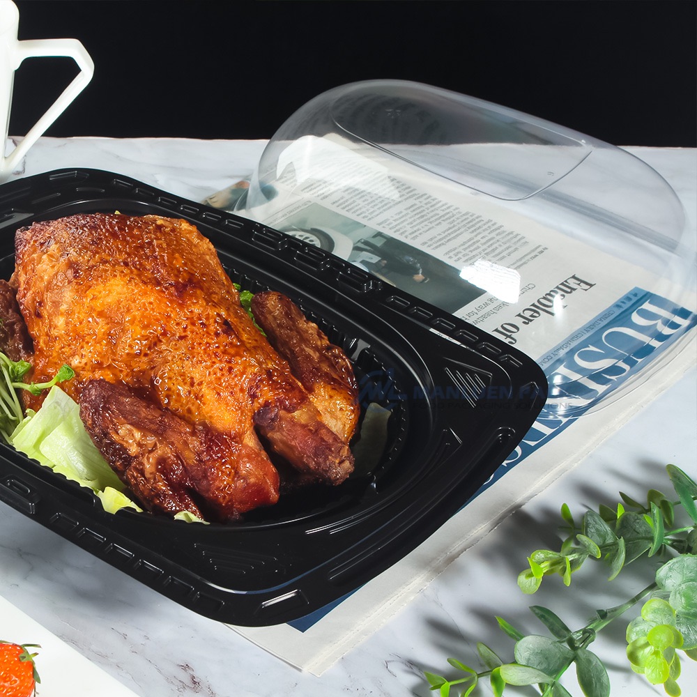 WL-A003C PP PET OPS Chicken Container | Manluen Pack WL-A003C PP PET OPS roast chicken container for fried chicken and takeaway food