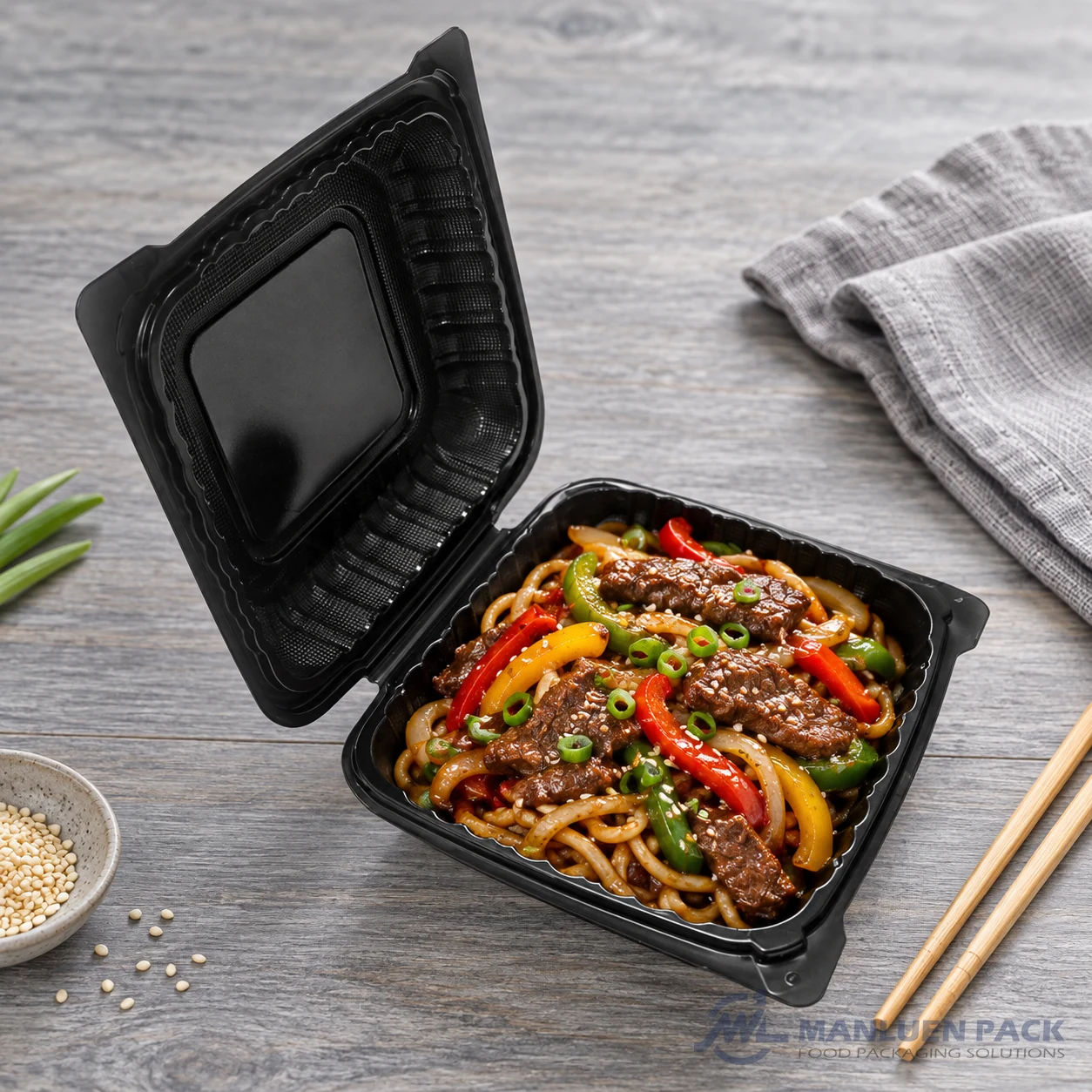Wl P91 Black Clamshell Box Open 45 Beef Stir Fry