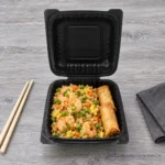 Wl P91 Black Clamshell Box Open Front Shrimp Fried Rice