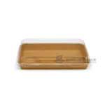 1111 Kraft Rectangular Food Container Closed Front Angle View 05