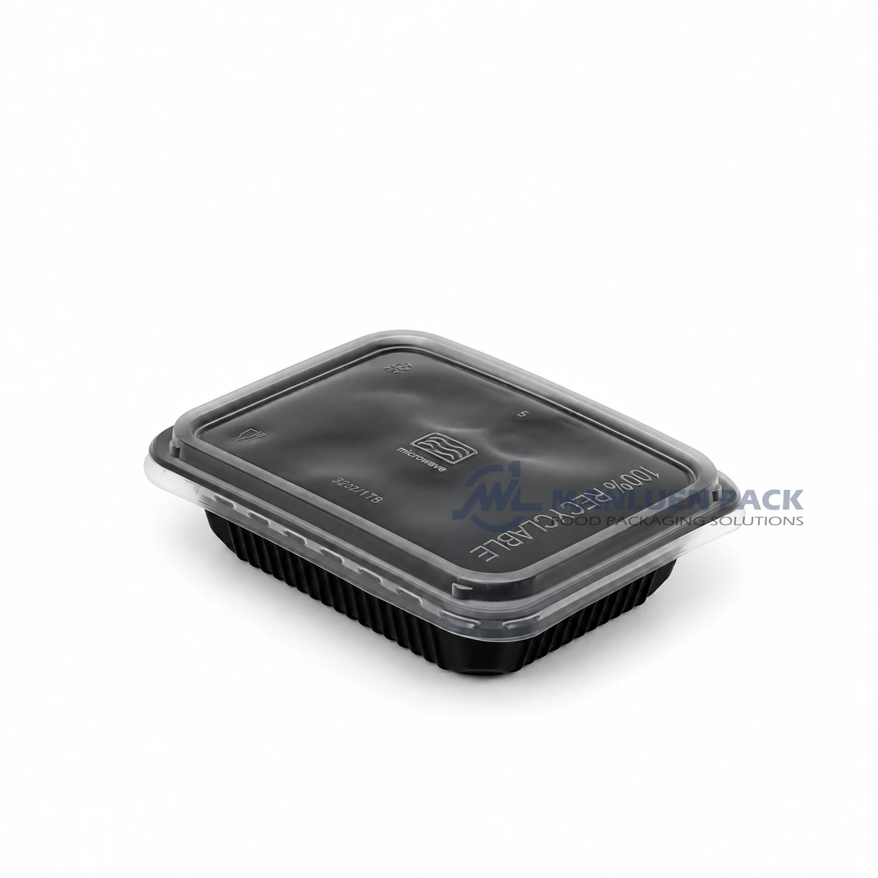 WL-2015-4 Disposable Single Compartment PP Bento Box with Lid 4 WL-2015-4 black disposable rectangular bento box with clear lid for wholesale and bulk orders