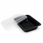 2015 4 Black Rectangular Food Storage Box Open Lid Angled View 04