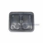 2015c 5 Black Two Compartment Deli Container Clear Lid Top View 04