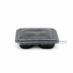 2015c 5 Black Two Compartment Deli Container Closed Front View 03