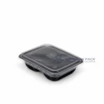 2015c 5 Black Two Compartment Deli Container Closed Left Angle View 01