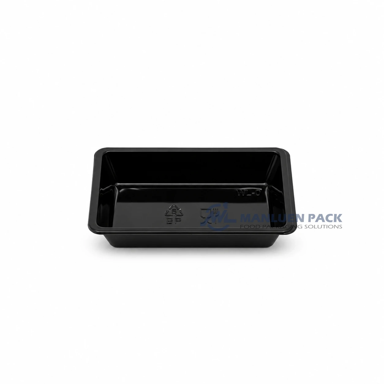 WL-0 Black Rectangular Disposable Soy Sauce Dish for Bento 3 WL-0 small black rectangular open top portion sauce dish front view for bento and takeout condiment serving