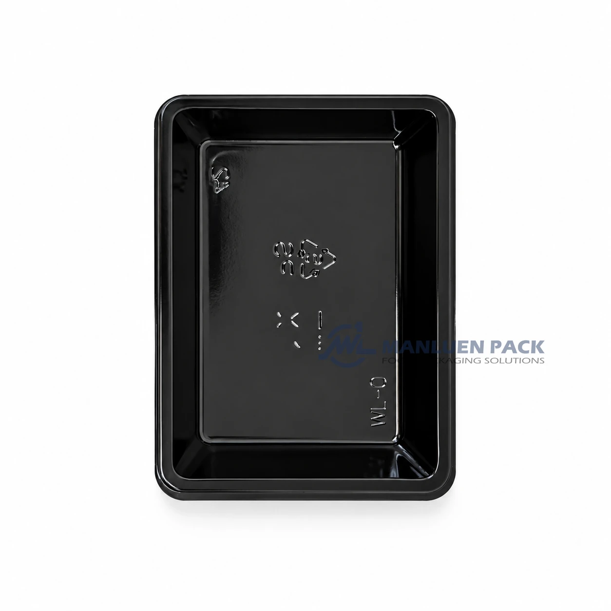 WL-0 Black Rectangular Disposable Soy Sauce Dish for Bento 4 WL-0 black rectangular disposable plastic sauce dish top view for wholesale sushi soy sauce and dipping condiments