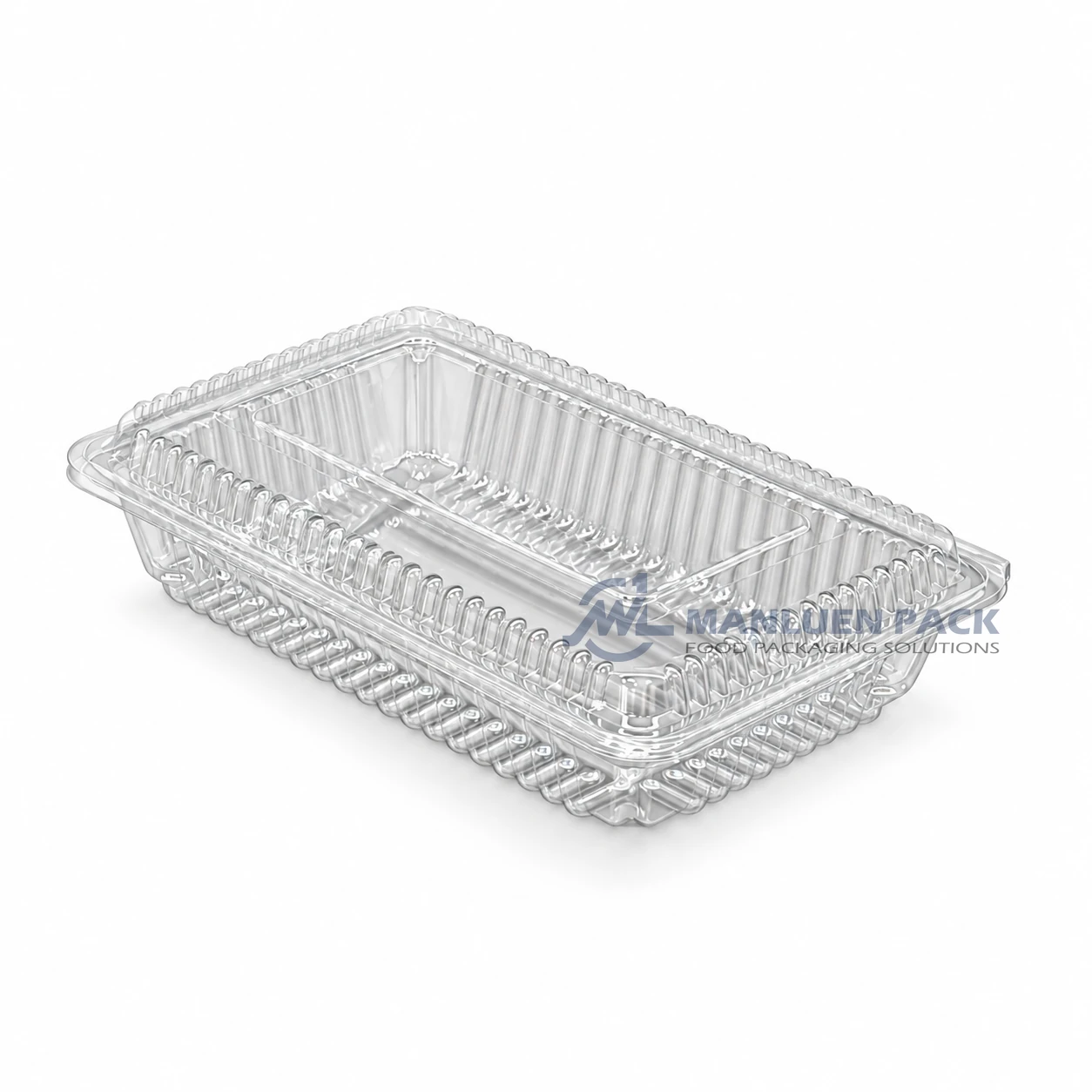 WL-4H DIsposable Large Clear Rectangular Clamshell Deli Container 4 WL-4H large clear rectangular hinged clamshell box for wholesale disposable food packaging