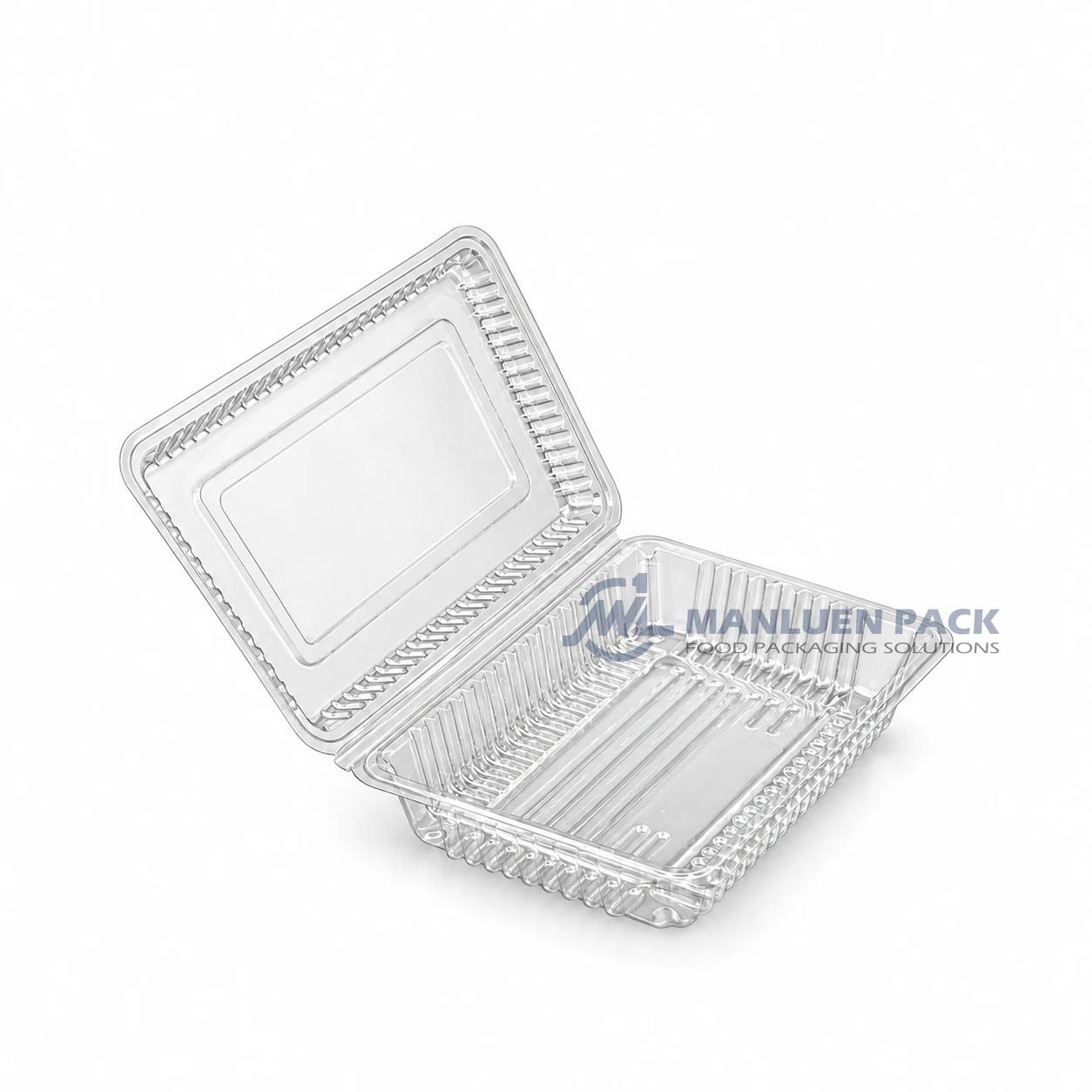 WL-4H DIsposable Large Clear Rectangular Clamshell Deli Container 2 WL-4H big transparent rectangular clamshell tray for fruit salad and sandwich food packaging