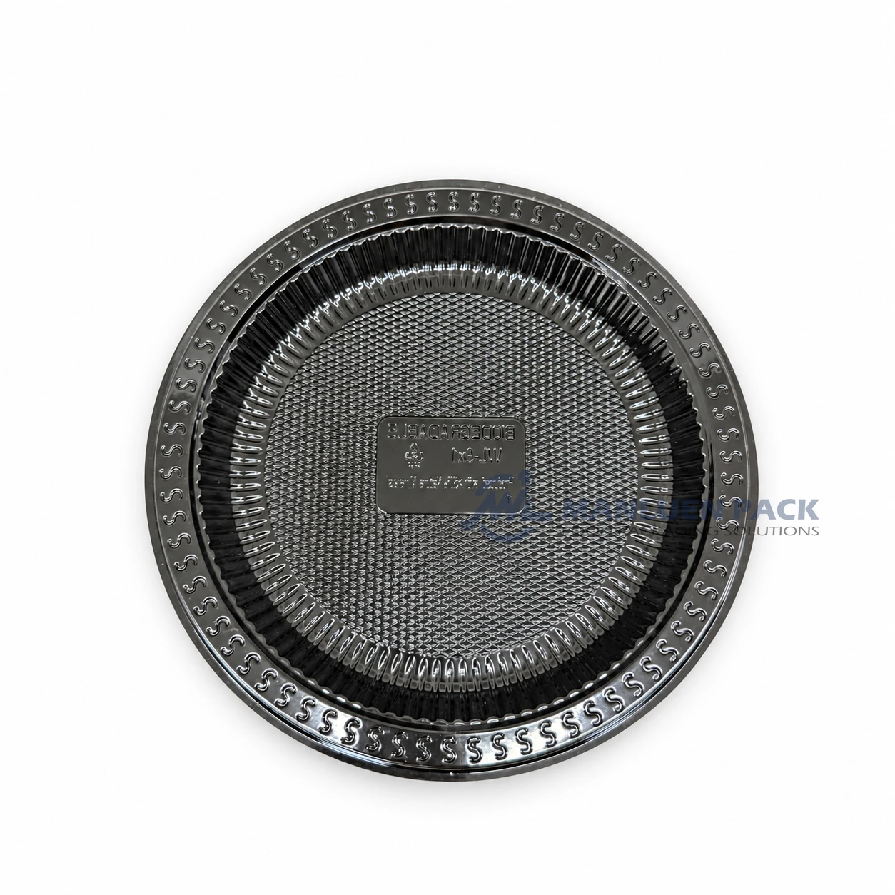WL-R901 9 Inch Disposable Round PP Takeout Plate 1 WL-R901 black 9 inch round PP plate top view for meals and food service