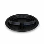 Wl 903 Black Three Compartment Meal Tray Low Angle View