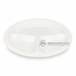 Wl 903 White Three Compartment Deli Tray Angled View