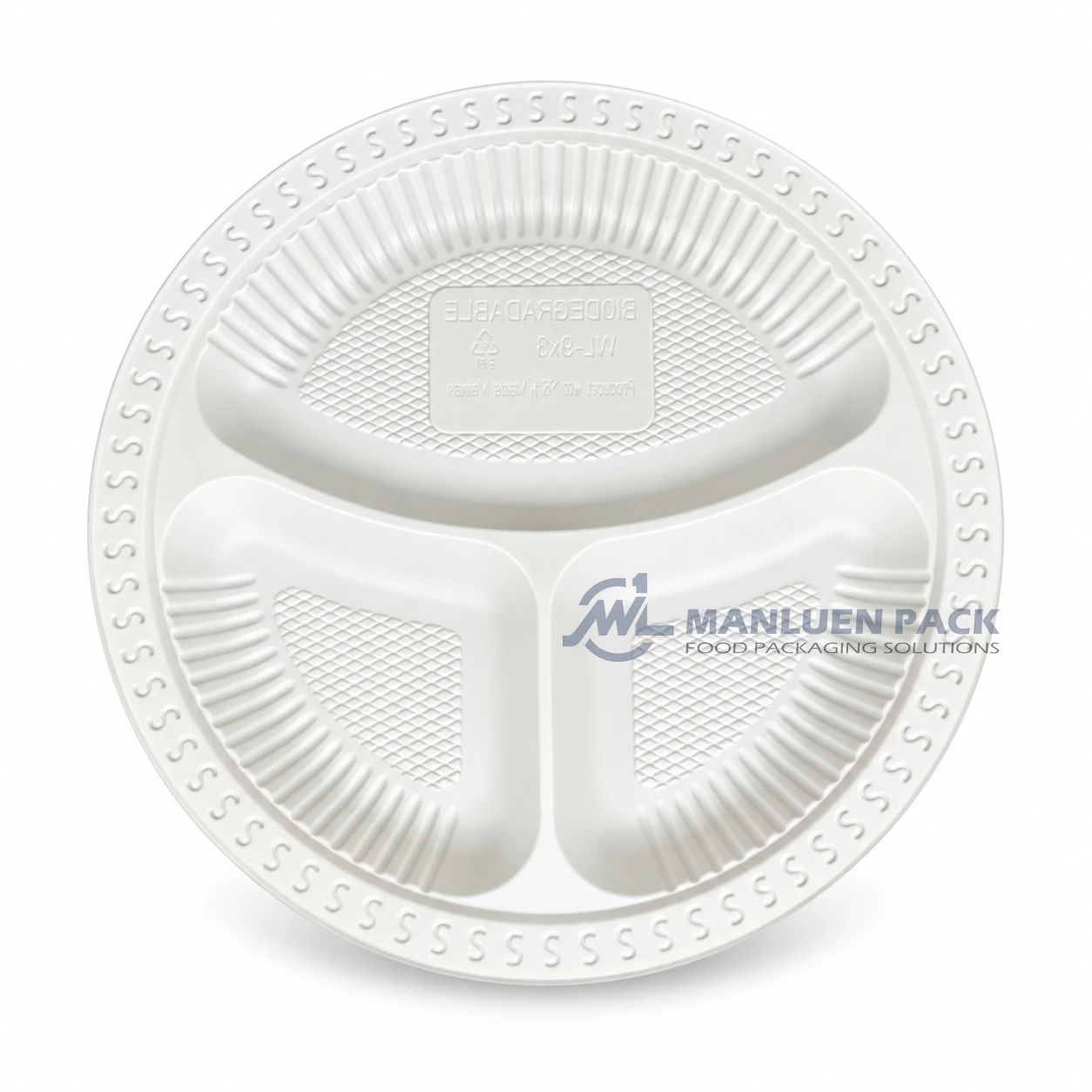 Wl 903 White Three Compartment Meal Tray Close Top View