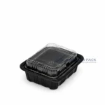 Wl 905 Black Rectangular Deli Container Closed Side Angle View 08