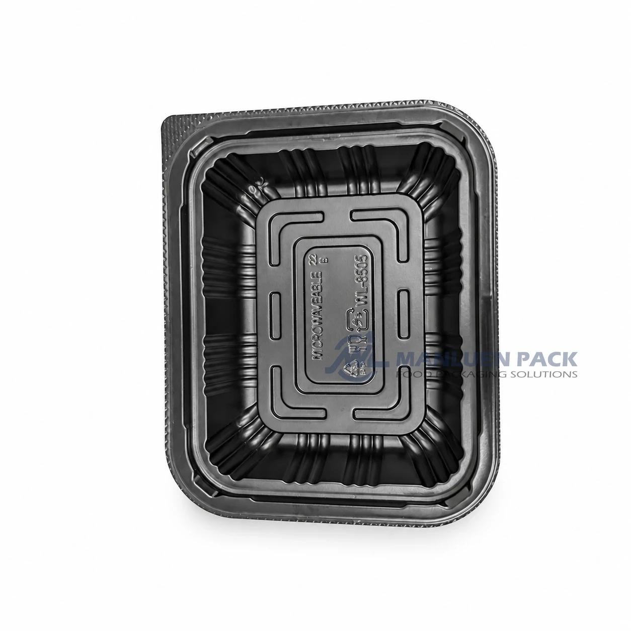 Wl 905 Black Rectangular Deli Container Closed Top View 04