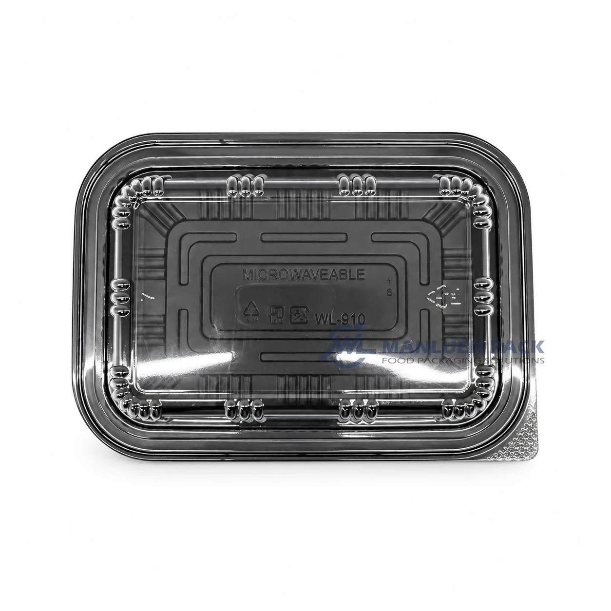 Wl 910 Black Deli Container Clear Lid Top View