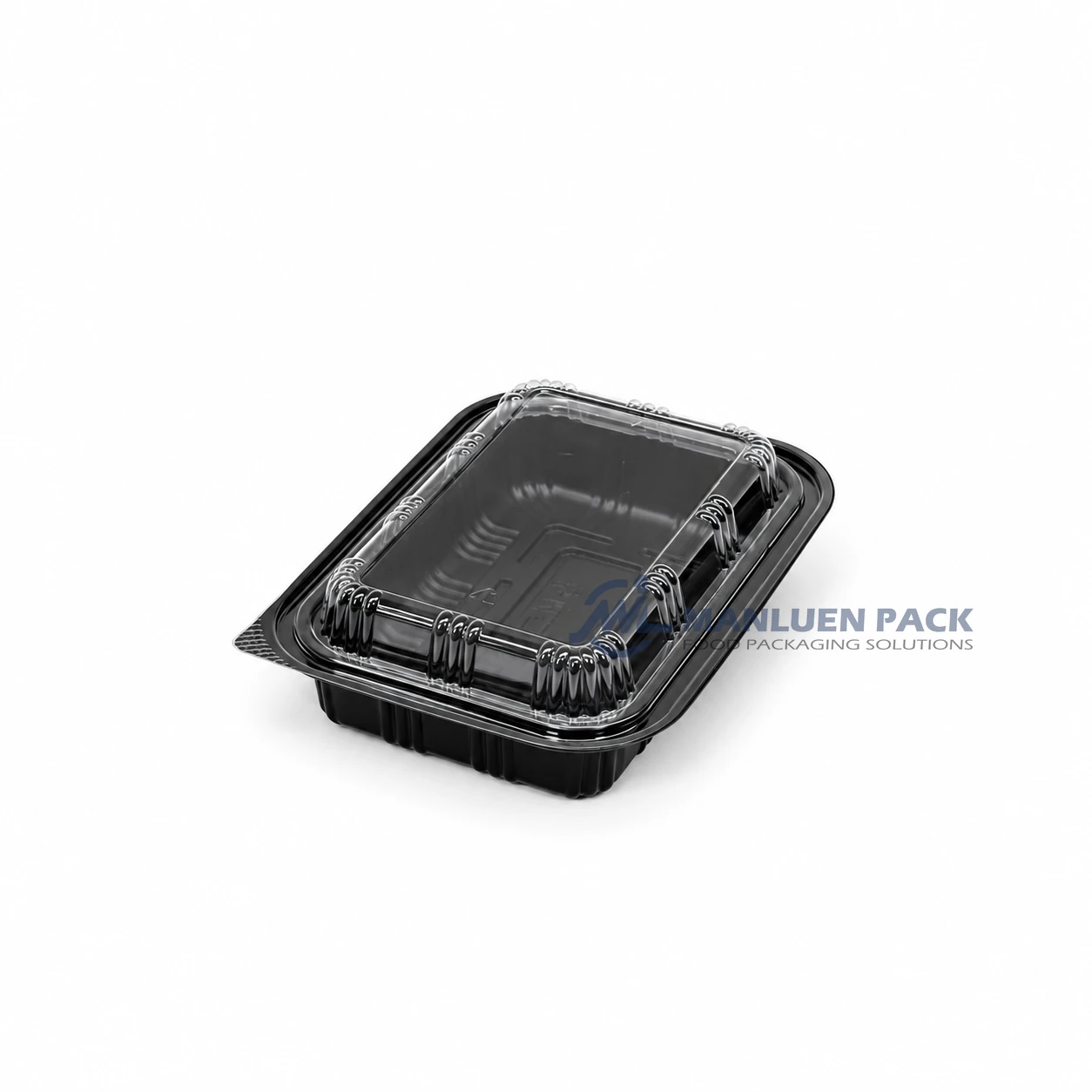 Wl 910 Black Food Container Clear Lid Angle View