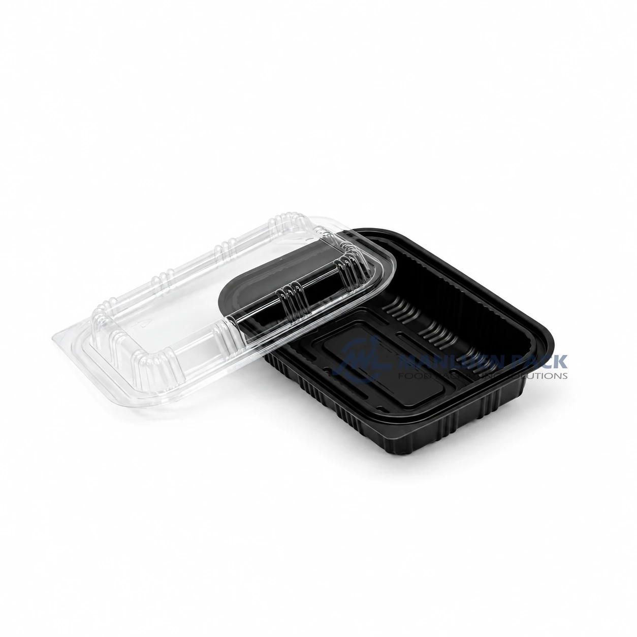 Wl 910 Black Takeout Container Open Clear Lid