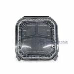 Wl Bw103 Black Three Compartment Deli Container Clear Lid Top View 04