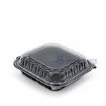 Wl Bw103 Black Three Compartment Deli Container Closed Angled View 01