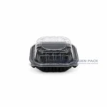 Wl Bw61 Black Single Compartment Hinged Food Container Closed Front View 04