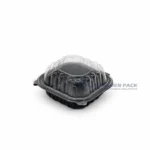 Wl Bw61 Black Single Compartment Hinged Food Container Closed Left Angle View 01