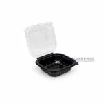 Wl Bw61 Black Single Compartment Hinged Food Container Open Lid Right View 06