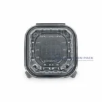 Wl Bw81 Black Single Compartment Hinged Food Container Clear Lid Top View 03