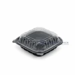 Wl Bw81 Black Single Compartment Hinged Food Container Closed Left Angle View 01