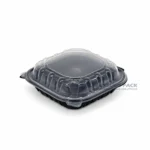 Wl Bw91 Black Single Compartment Hinged Food Container Closed Left Angle View 03