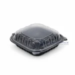 Wl Bw91 Black Single Compartment Hinged Food Container Closed Right Angle View 05
