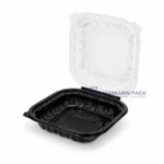 Wl Bw91 Black Single Compartment Hinged Food Container Open Lid Right View 06