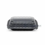 Wl Bw96 Black Rectangular Hinged Food Container Closed Front View 05
